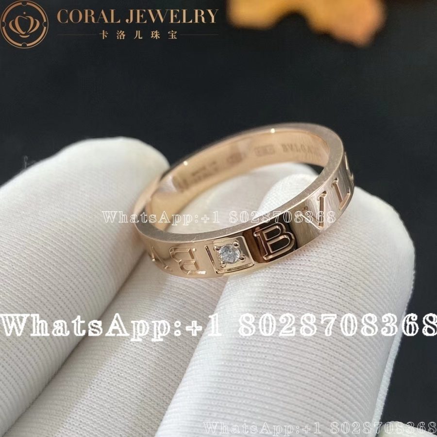 Bulgari Bvlgari Rose Gold Ring Set With A Diamond Ref 341819 Coral (8)