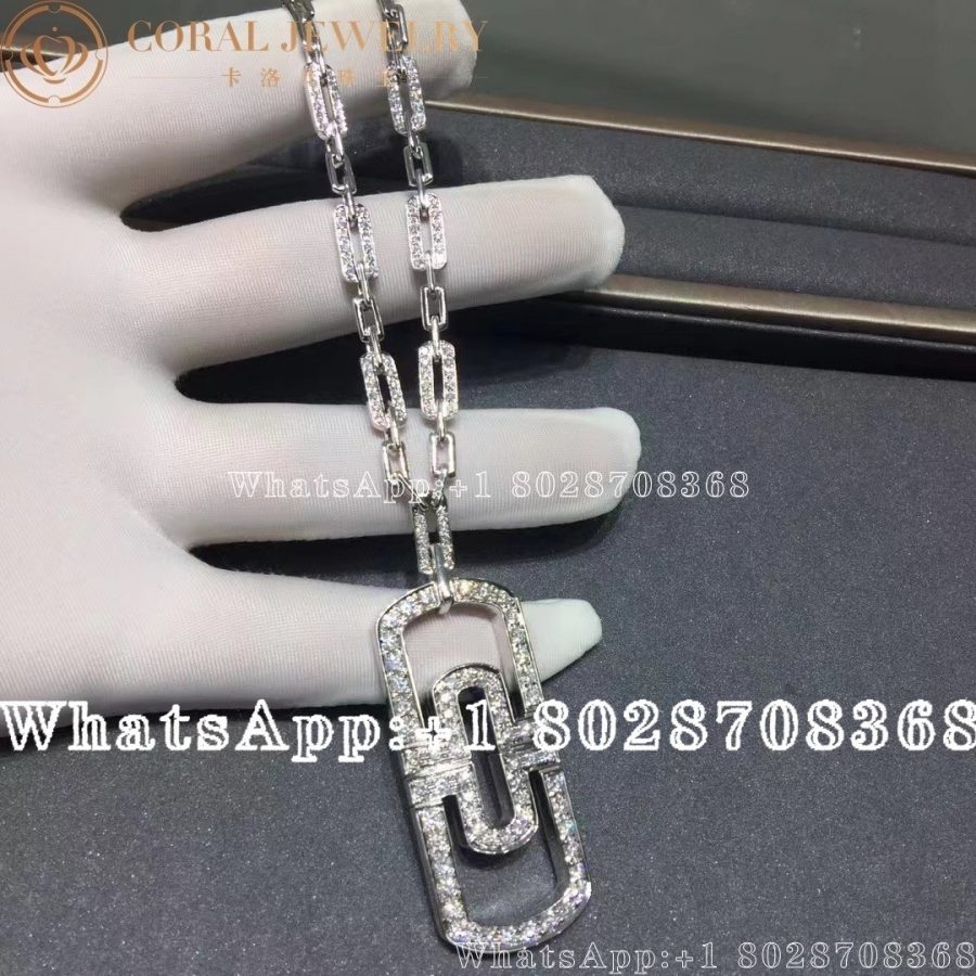 Bulgari Parentesi Necklace 18k White Gold Paved Diamond Pendant 349186 Cl856848 Coral (10)