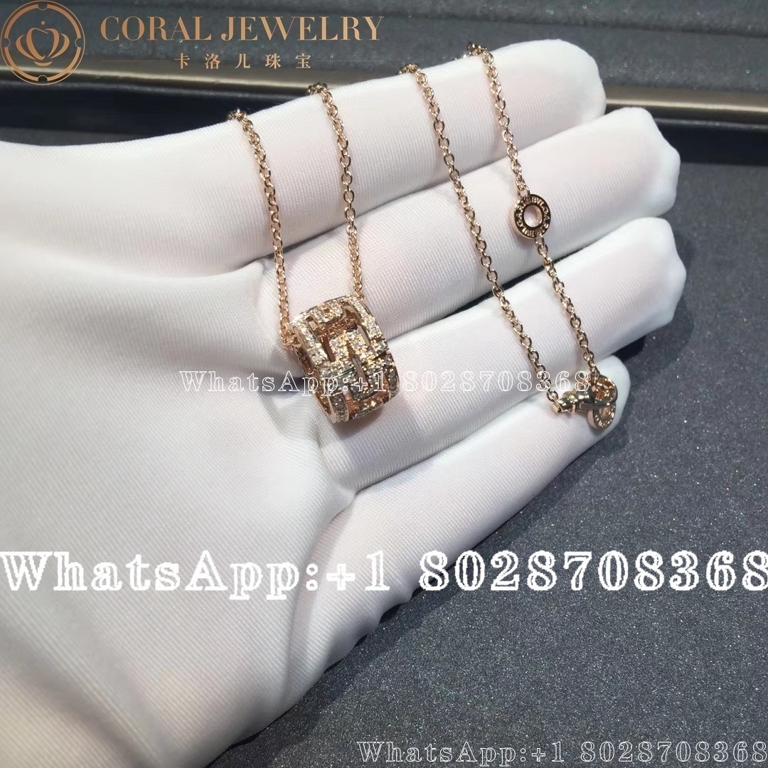 Ulgari Bvlgari Rose Gold Chain And 18 Kt Rose Gold Pendant Set With A Diamond Ciral (3)