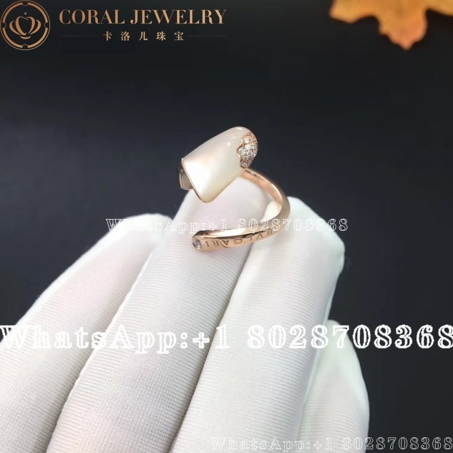 Bulgari Bvlgari Gelati 18ct Rose Gold Mother Of Pearl And Diamond Ring An858014 Coral (4)