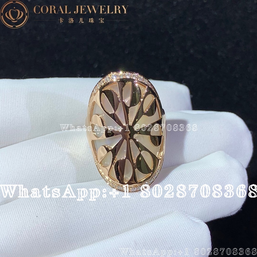 Bulgari Intarsio Diamond Mother Of Pearl 18k Rose Gold Ring Coral (1)