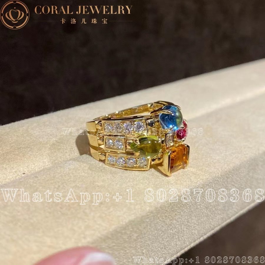 Bulgari Allegra Multi Gem Diamond Gold Bvlgari Ring Coral (5)