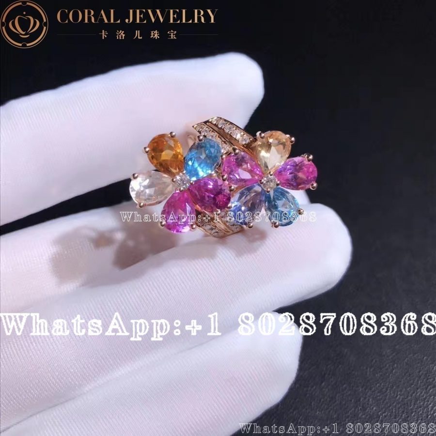 Bulgari Yellow Gold Diamond Sapphire Flower Ring An853207 Coral (3)