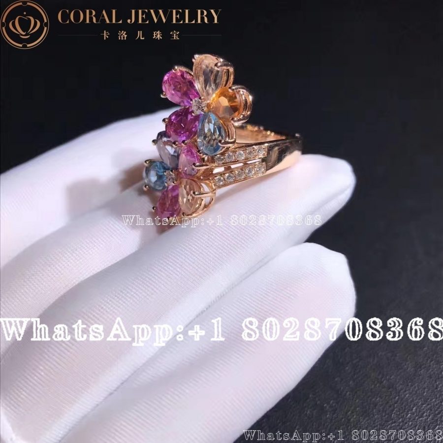 Bulgari Yellow Gold Diamond Sapphire Flower Ring An853207 Coral (4)