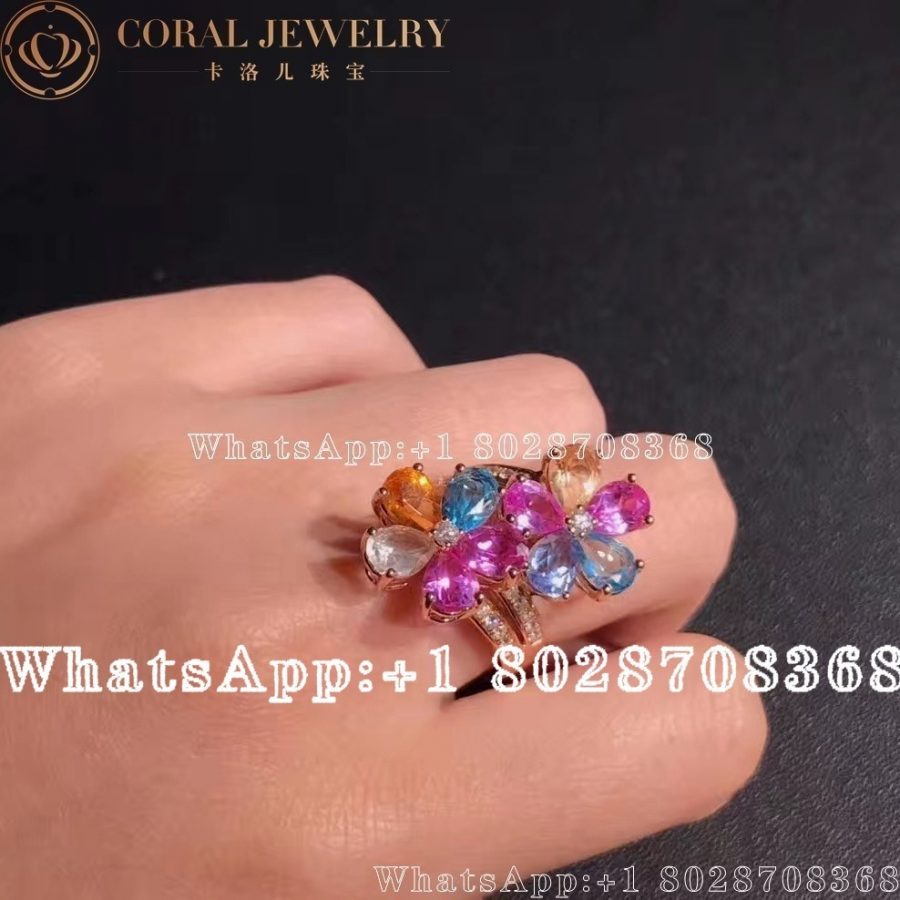 Bulgari Yellow Gold Diamond Sapphire Flower Ring An853207 Coral (6)