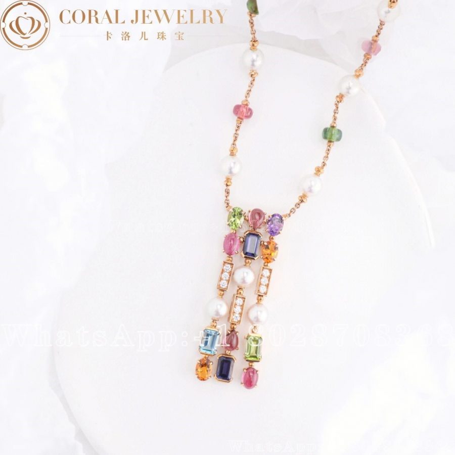 Bulgari Yellow Gold Multi Gem Allegra Necklace Coral (2)