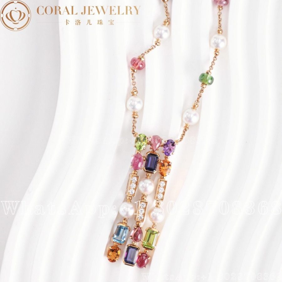 Bulgari Yellow Gold Multi Gem Allegra Necklace Coral (3)