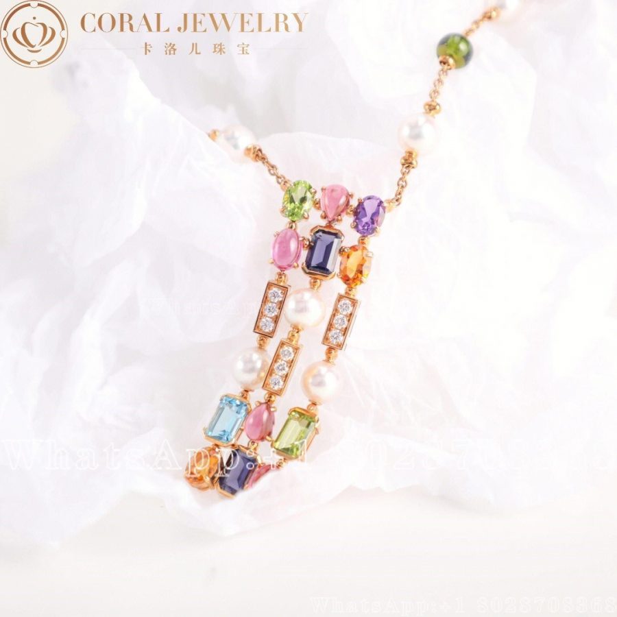 Bulgari Yellow Gold Multi Gem Allegra Necklace Coral (4)