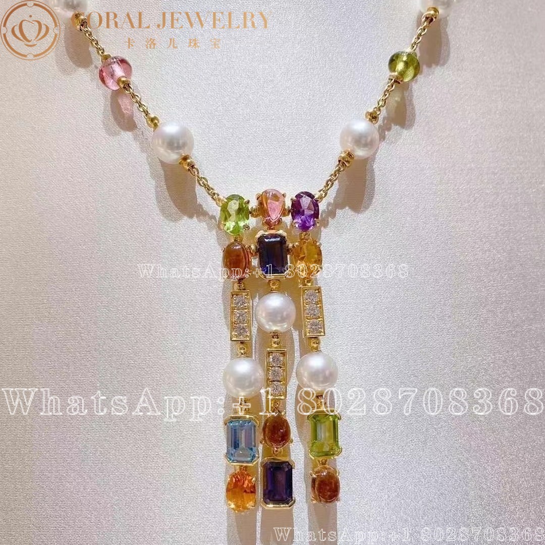 Bulgari Yellow Gold Multi Gem Allegra Necklace Coral (8)