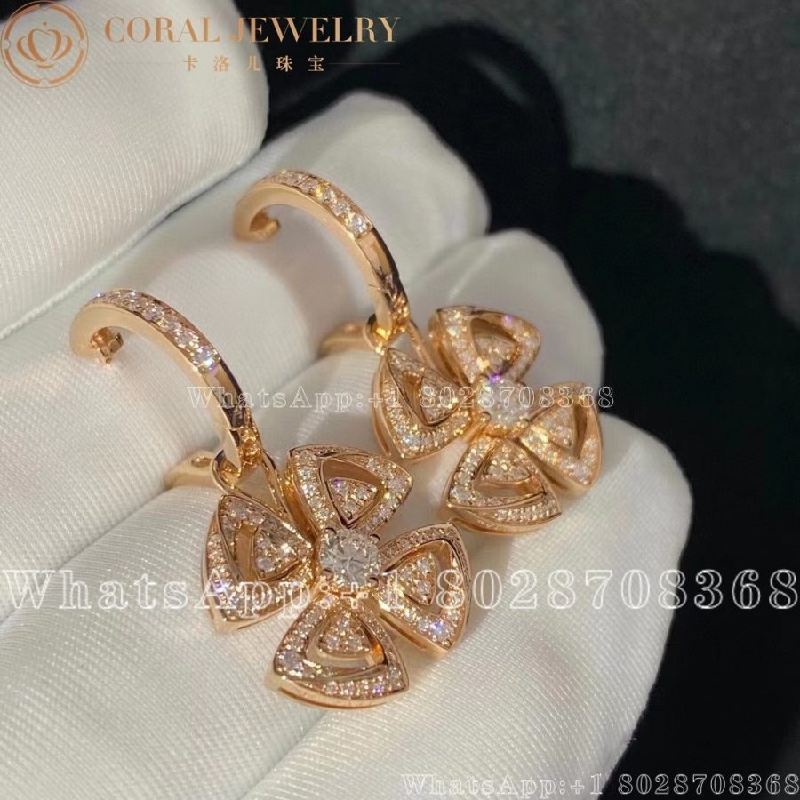 Bulgari Fiorever 18 Kt Rose Gold Hoop Earring Ref 357323 Coral (3)