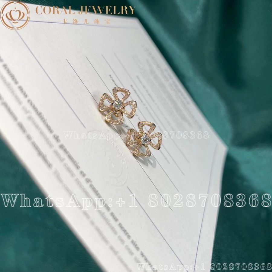 Bulgari Fiorever 18ct Rose Gold And Diamond Earrings Ref 355887 Coral (2)