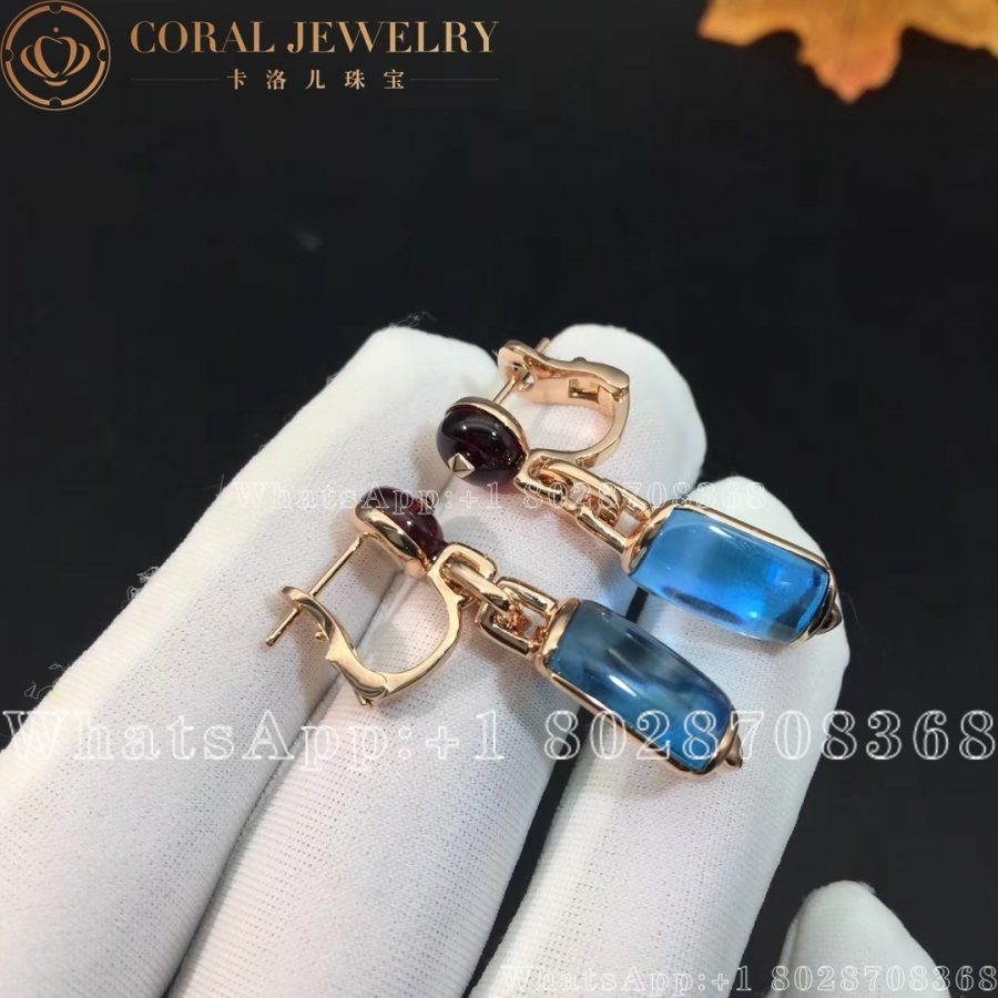 Bulgari Mvsa 18kt Rose Gold Earrings With Blue Topaz And Rubellite Beads 349551 Or856874 Coral (9)