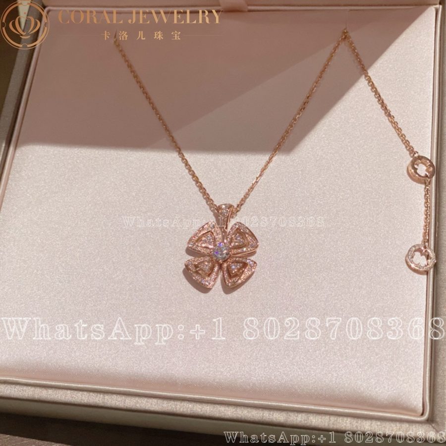 Bulgari Fiorever 18 Kt Rose Gold Necklace Ref 355885 Coral (9)