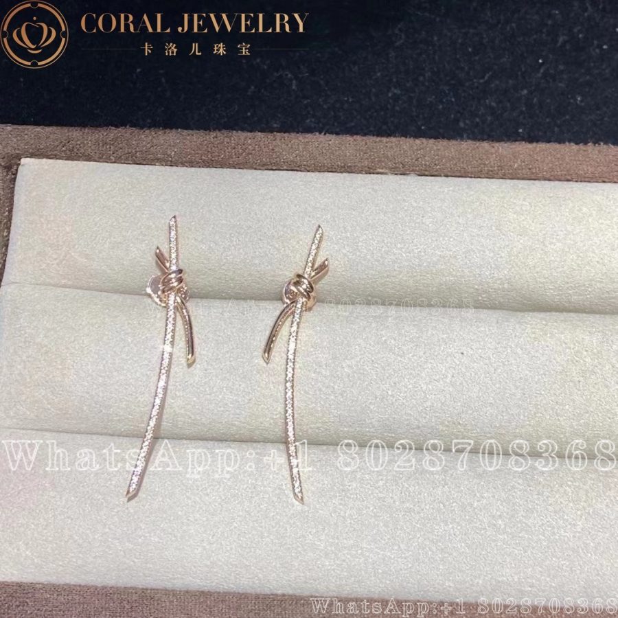 Tiffany Knot Drop Earrings In Rose Gold With Diamonds Coral (3)