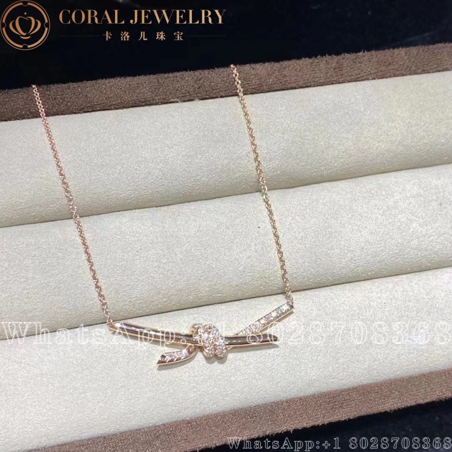 Tiffany Knot Pendant In Rose Gold With Diamonds Coral (4)