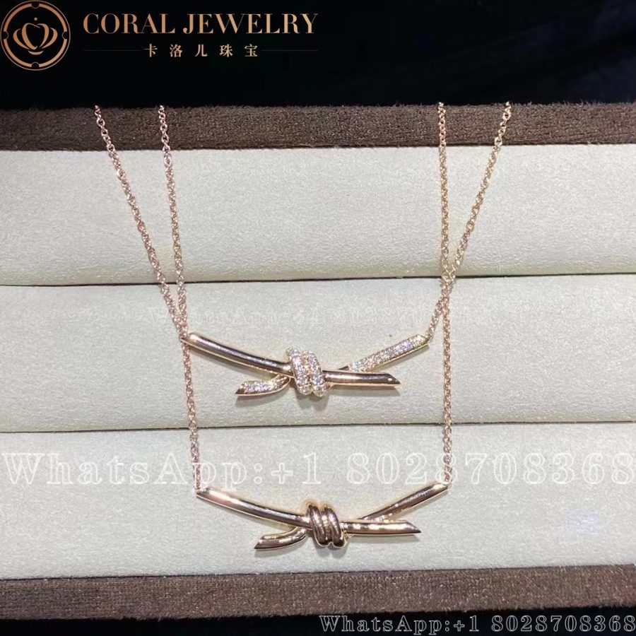 Tiffany Knot Pendant In Rose Gold With Diamonds Coral (6)