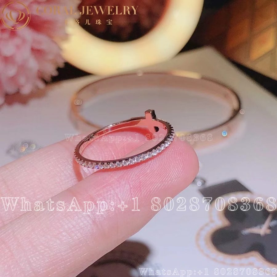 Tiffany T Diamond Wire Band Ring In 18k Rose Gold Whit Diamonds Coral (4)