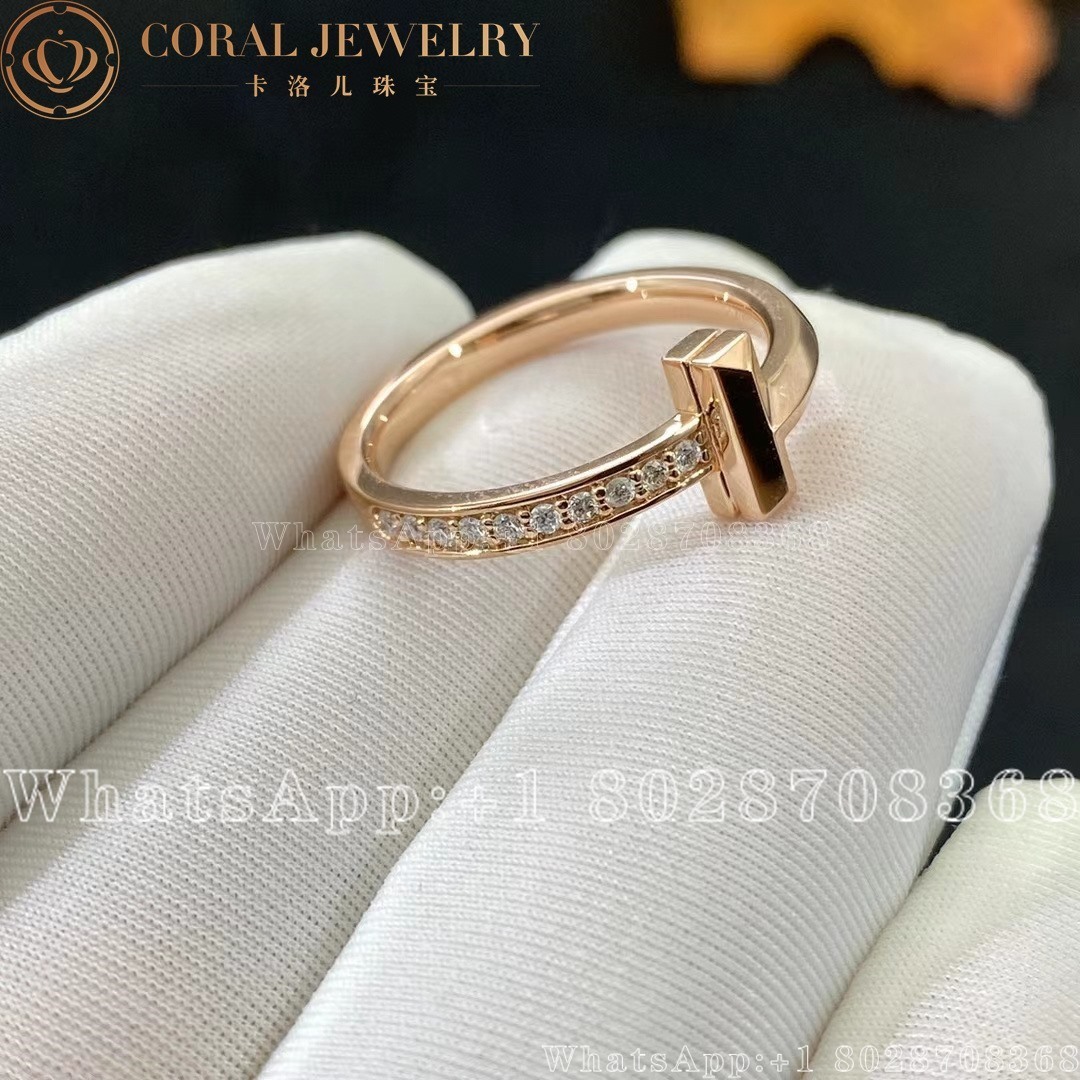 Tiffany T T1 Ring In Rose Gold With Diamonds 2 5 Mm Coral (7)