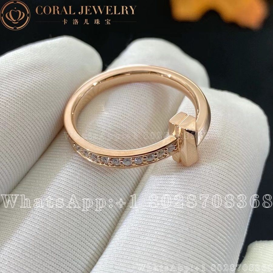 Tiffany T T1 Ring In Rose Gold With Diamonds 2 5 Mm Coral (8)