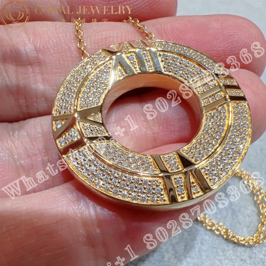 Tiffany Atlas X Closed Circle Pendant In Rose Gold With Pave Diamonds Coral (1)