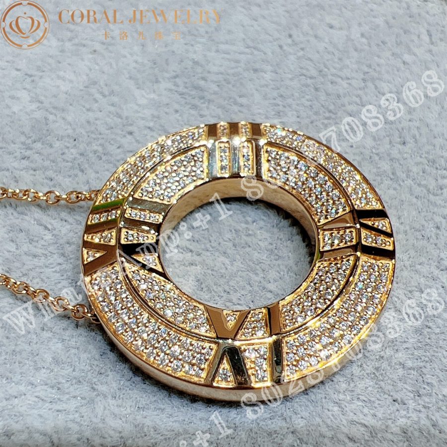 Tiffany Atlas X Closed Circle Pendant In Rose Gold With Pave Diamonds Coral (4)