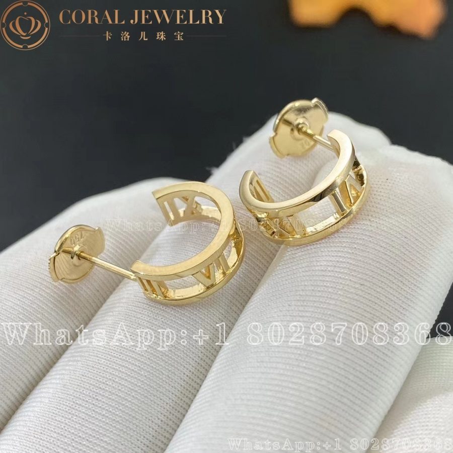 Tiffany Atlas Hoop Yellow Gold Earrings Coral (1)