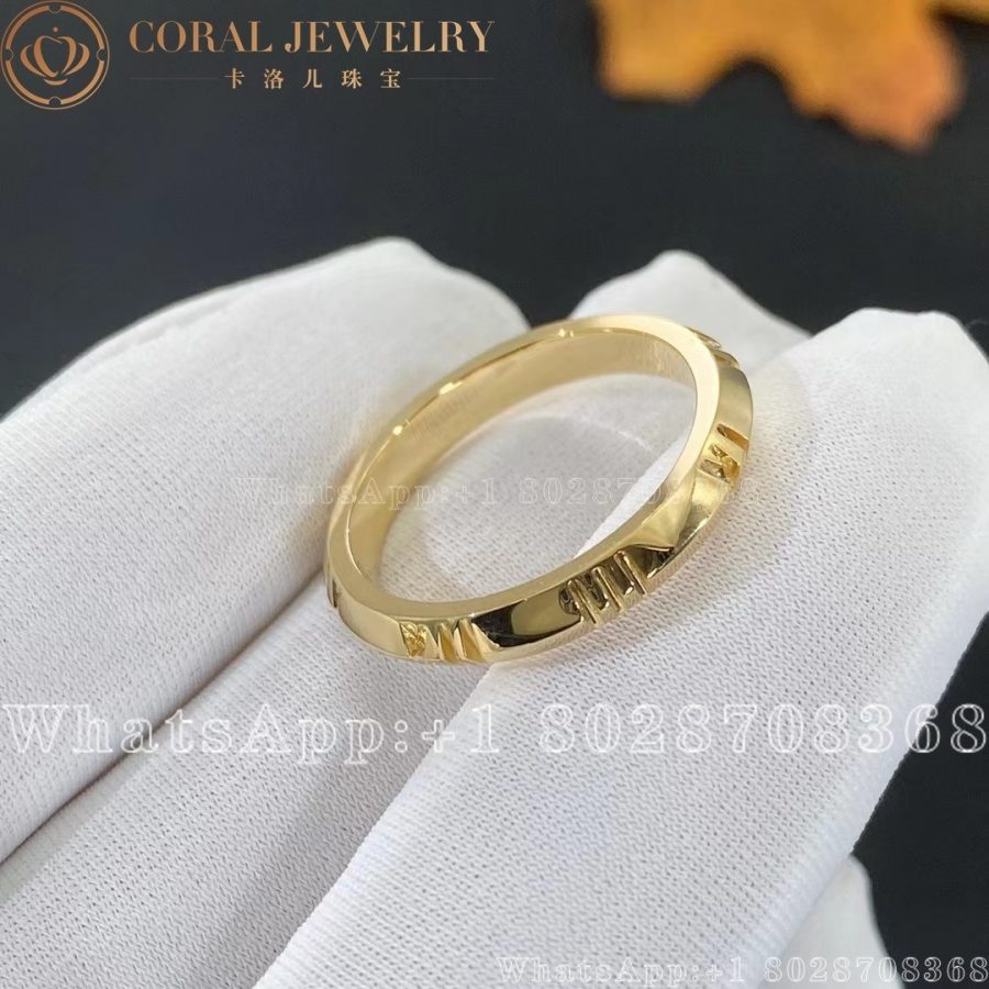 Tiffany Atlas X Closed Narrow Ring In Yellow Gold 3 Mm Wide Coral (4)