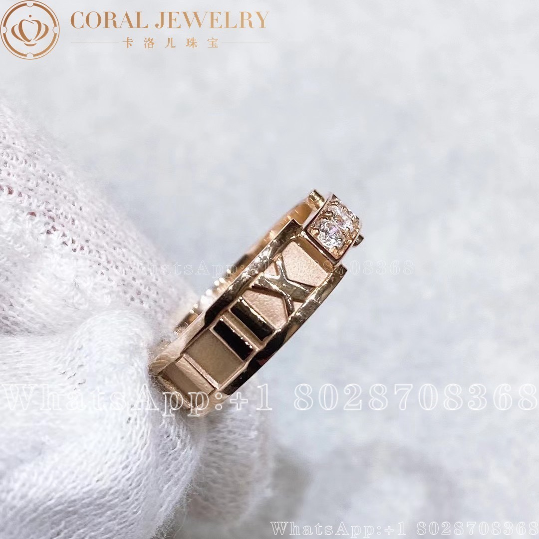 Tiffany Co Atlas 3 Diamonds 18k Rose Gold Band Ring Coral (2)