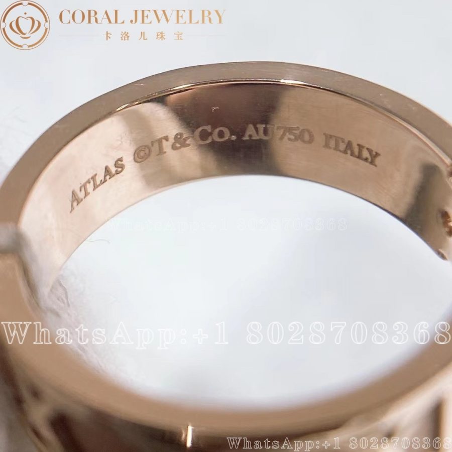 Tiffany Co Atlas 3 Diamonds 18k Rose Gold Band Ring Coral (4)