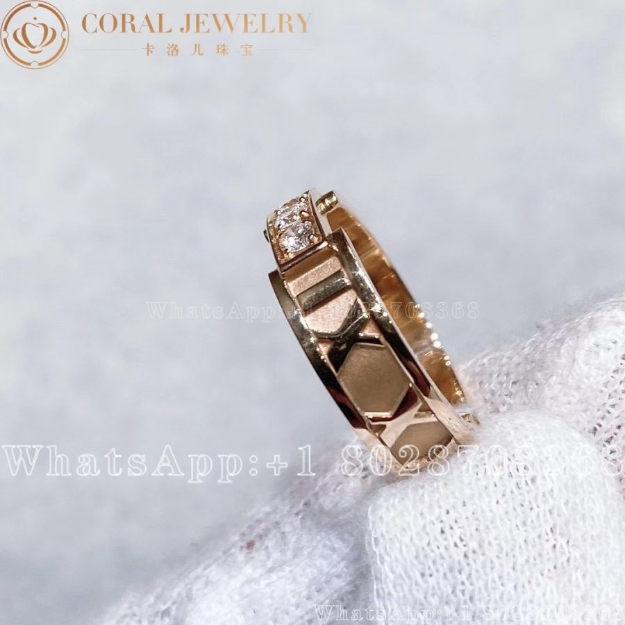 Tiffany Co Atlas 3 Diamonds 18k Rose Gold Band Ring Coral (5)