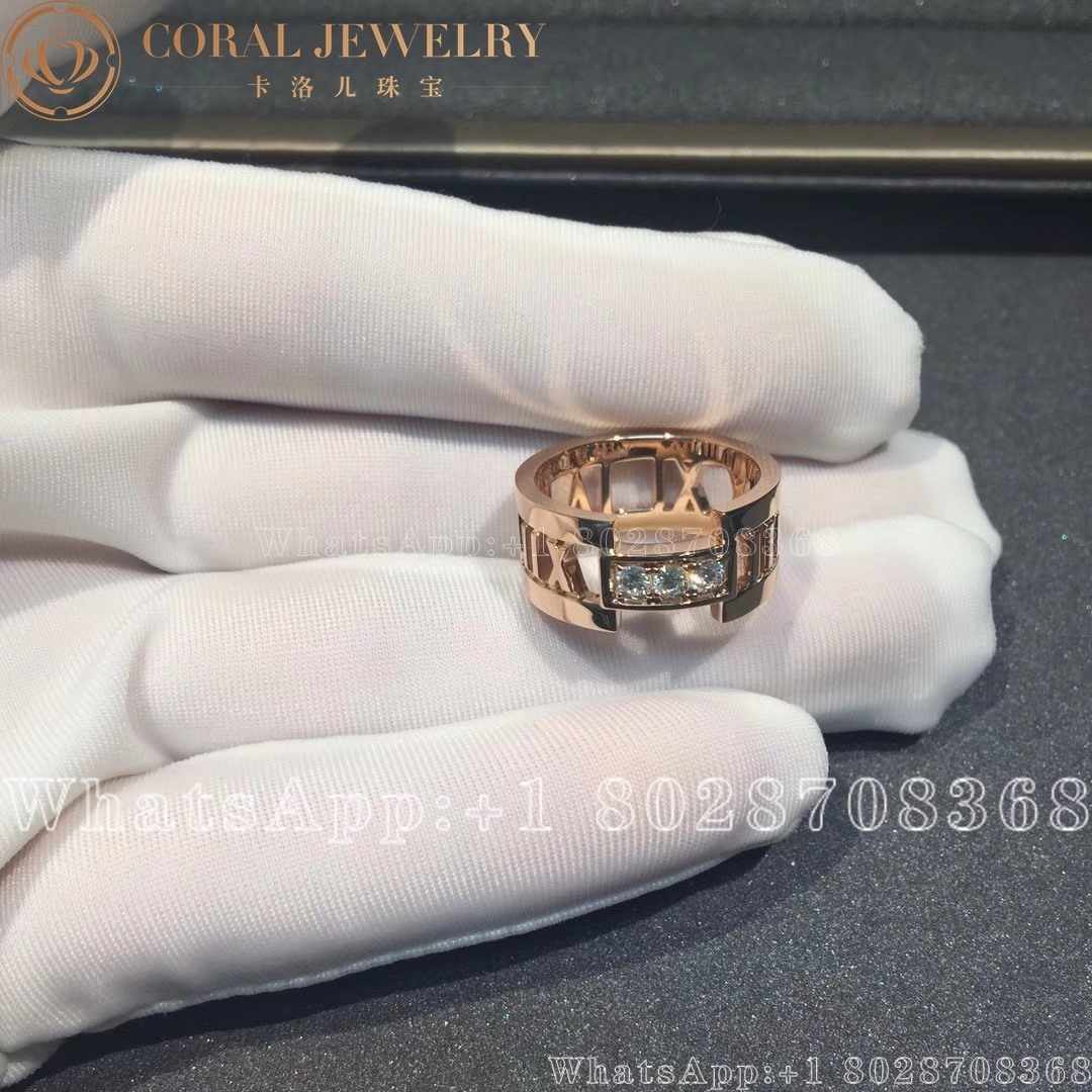 Tiffany Co Atlas Diamond 18k Rose Gold Open Band Ring Coral (4)