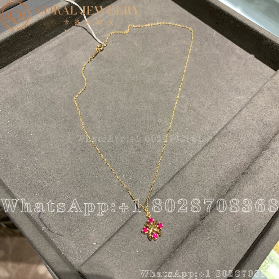 Tiffany 18k Yellow Gold Ruby Schlumberger Lynn Pendant Necklace Coral (6)