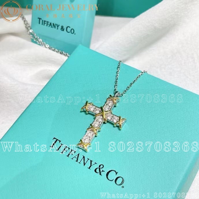 Tiffany Co Schlumberger Ten Stone Cross Pendant Coral (1)