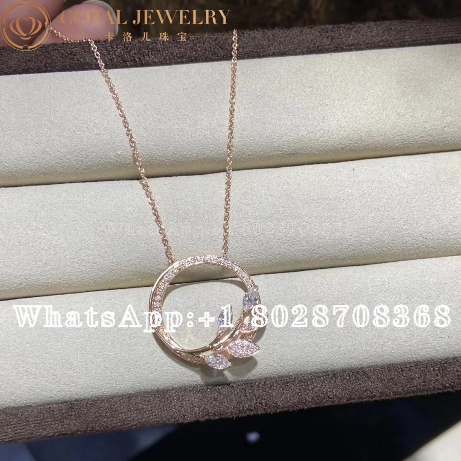 Tiffany Victoria Diamond Vine Circle Pendant In 18k Rose Gold Coral (2)