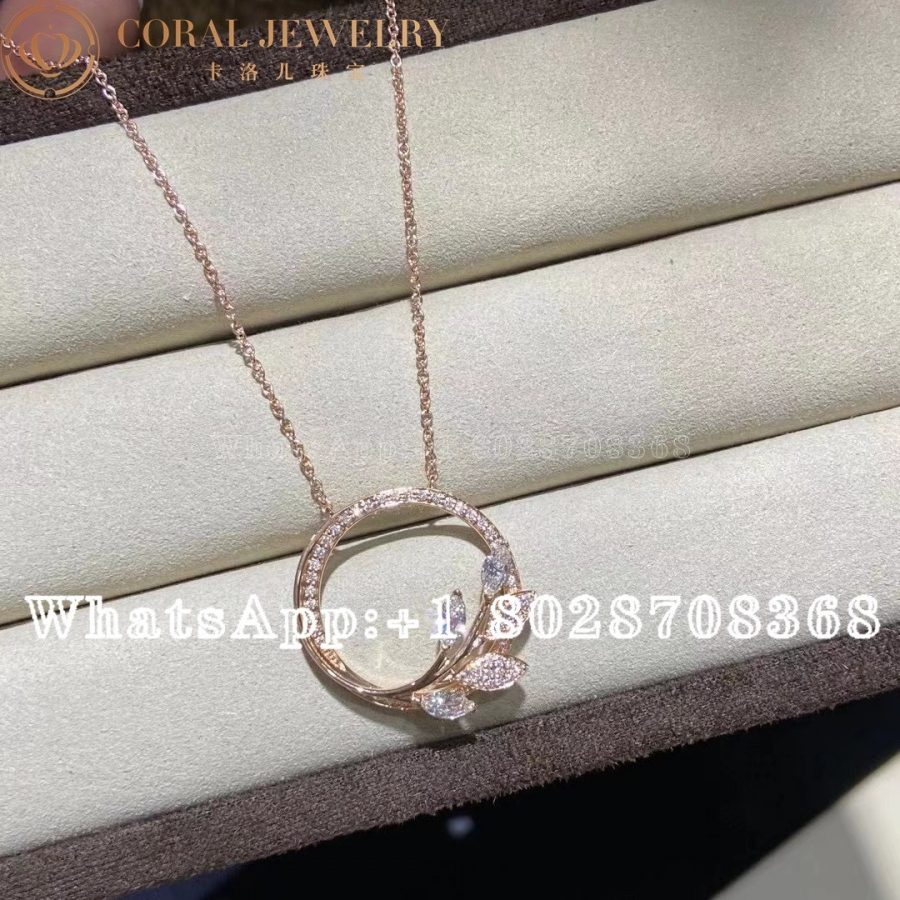 Tiffany Victoria Diamond Vine Circle Pendant In 18k Rose Gold Coral (4)