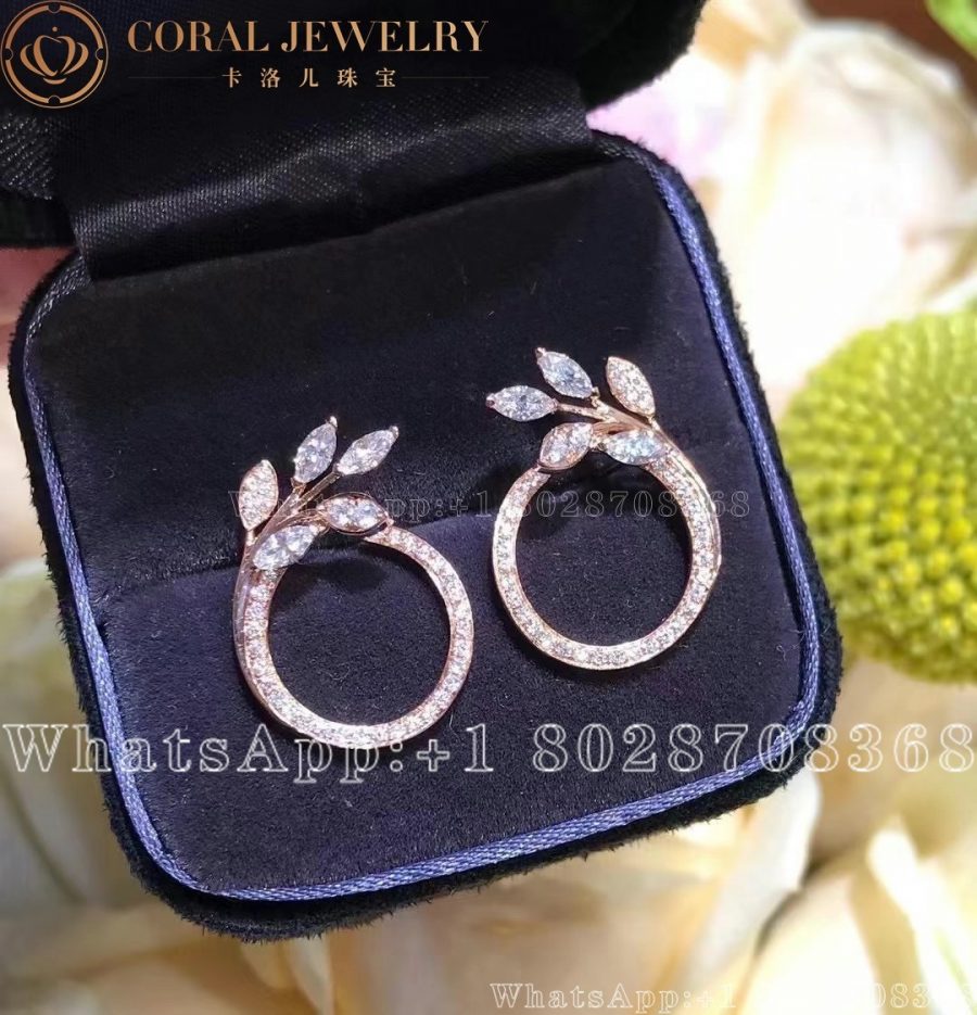 Tiffany Victoria Diamond Vine Circle Earrings In 18k Rose Gold Coral (2)