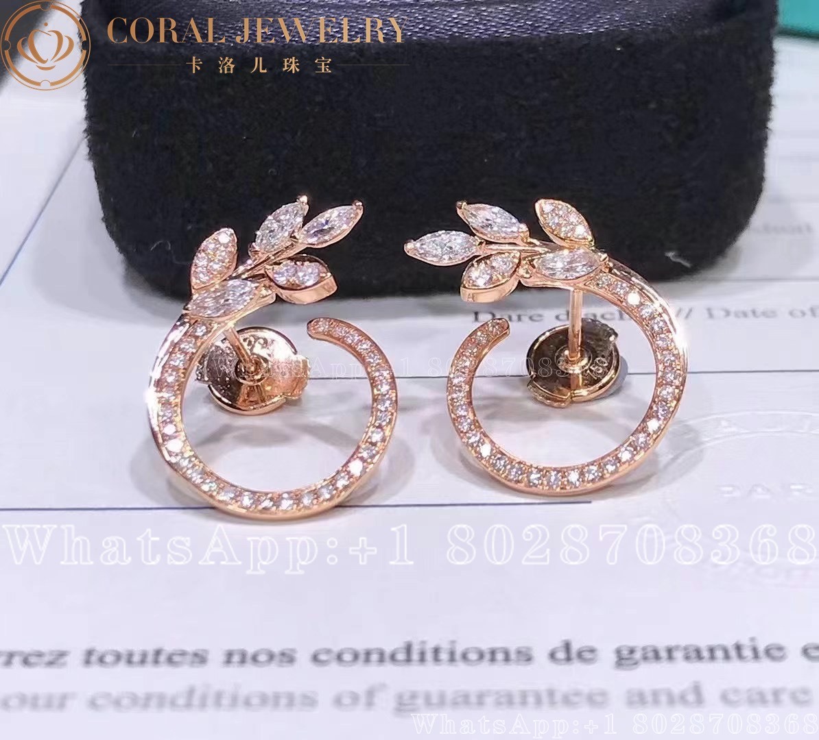 Tiffany Victoria Diamond Vine Circle Earrings In 18k Rose Gold Coral (3)