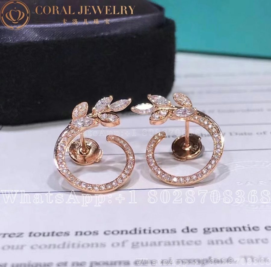 Tiffany Victoria Diamond Vine Circle Earrings In 18k Rose Gold Coral (5)