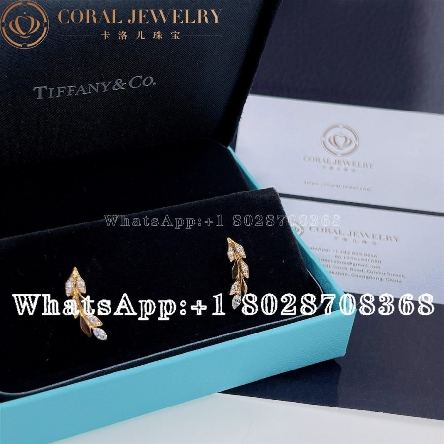 Tiffany Victoria Vine Climber Earrings In Yellow Gold With Diamonds Coral (15)