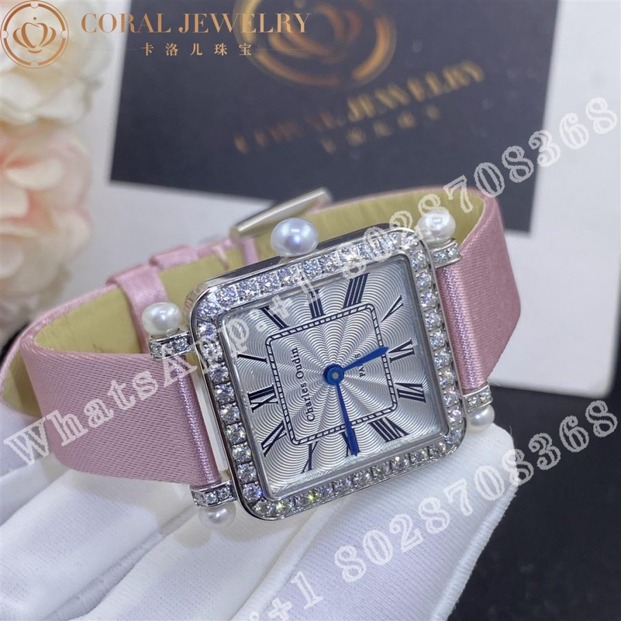 Charles Oudin Pansy Retro With Pearls Watch Medium 24mm Pink Straps Custom Watches Coral (8)