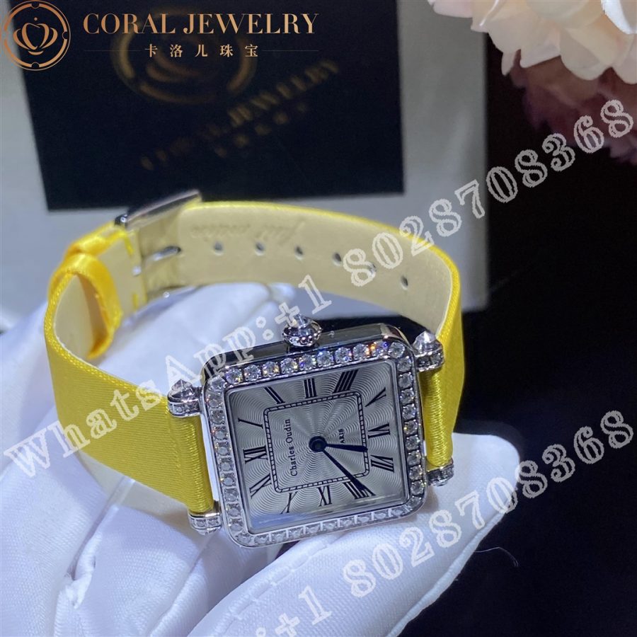 Charles Oudin Pansy Retro With Pearls Watch Medium 24mm Yellow Straps Custom Watches Coral (5)