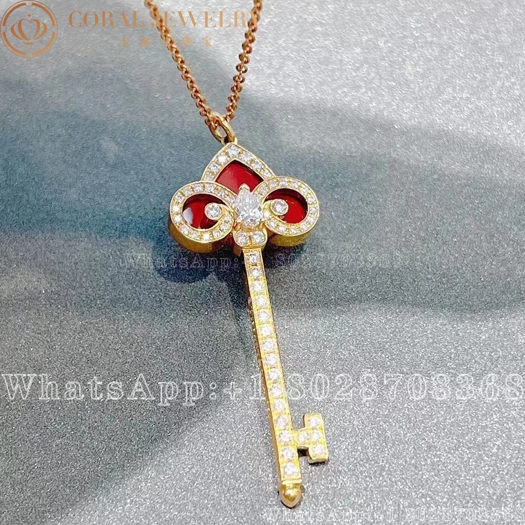 Tiffany Keys Fleur De Lis Key In Platinum With Diamonds And Cornelian Coral (2)