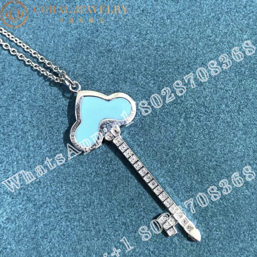 Tiffany Keys Fleur De Lis Key In Platinum With Diamonds And Turquoise Coral (10)