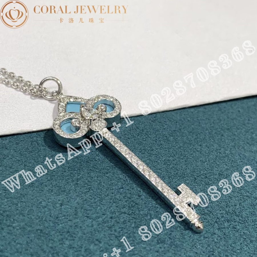 Tiffany Keys Fleur De Lis Key In Platinum With Diamonds And Turquoise Coral (8)