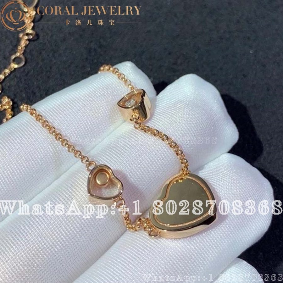 Chopard Happy Hearts 18 Karat Rose Gold Diamond Necklace Coral (2)