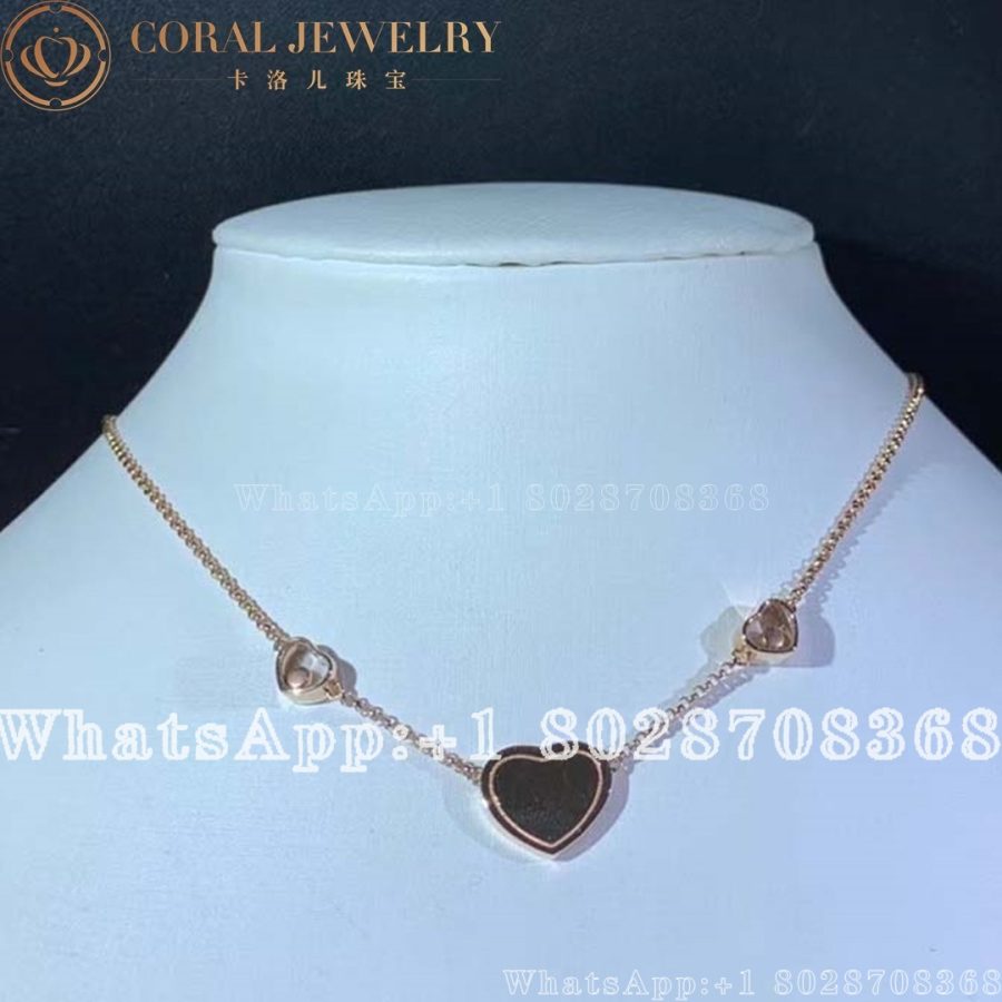 Chopard Happy Hearts 18 Karat Rose Gold Diamond Necklace Coral (4)