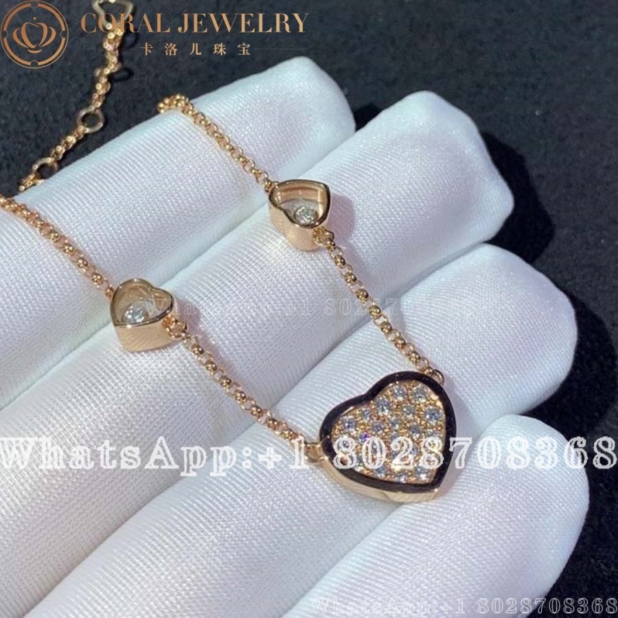 Chopard Happy Hearts 18 Karat Rose Gold Diamond Necklace Coral (5)