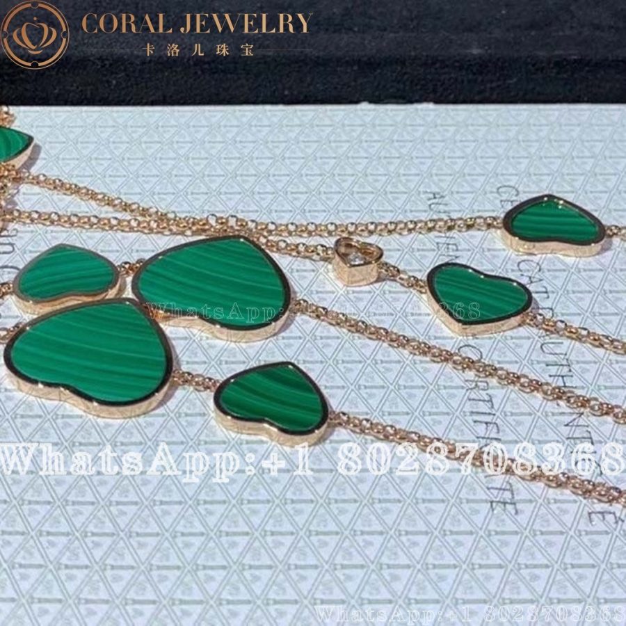 Chopard Happy Hearts 18k Malachite Diamond Sautoir Necklace Coral (4)