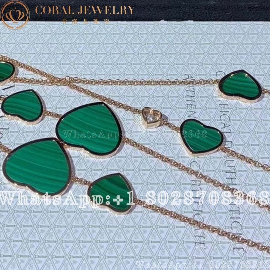 Chopard Happy Hearts 18k Malachite Diamond Sautoir Necklace Coral (5)