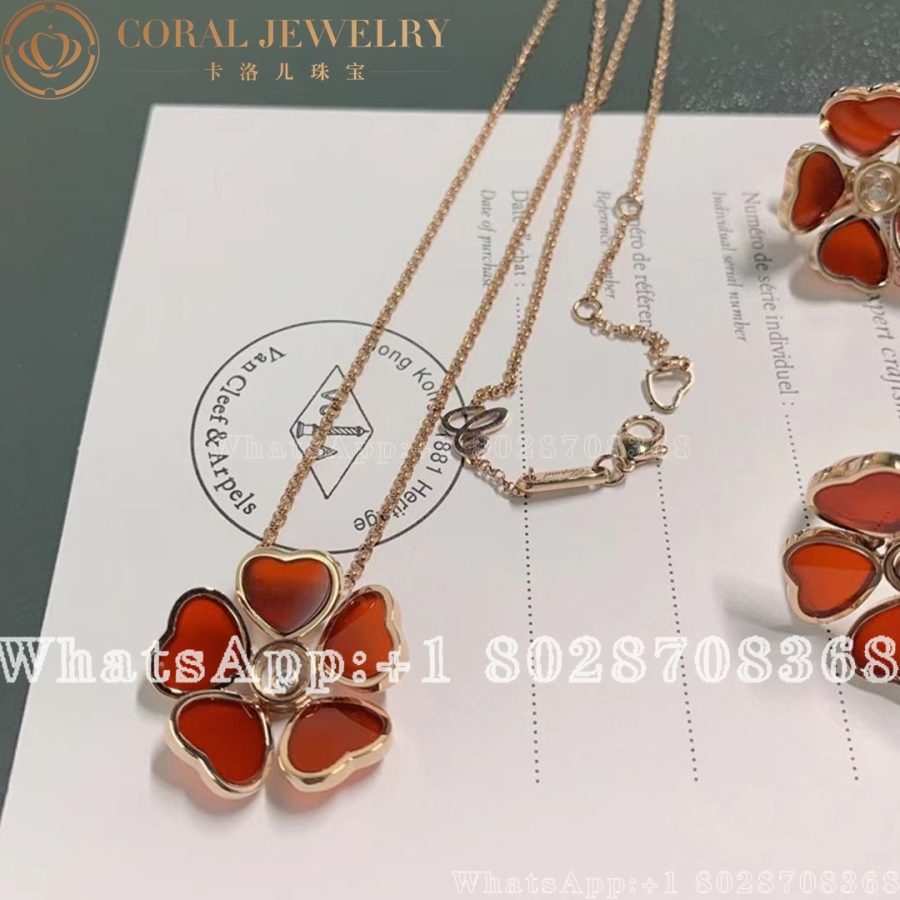 Chopard Happy Hearts Flower Rose Gold Red Stone Diamond Pendant 79a085 5811 Coral (2)